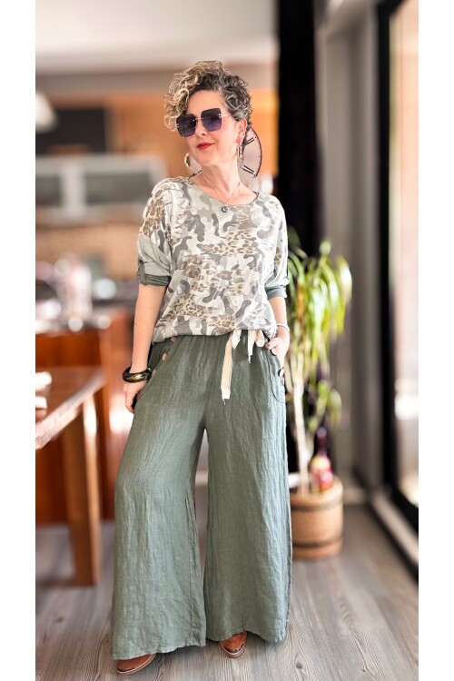 Henry İtalyan Cep Düğme Detay Pantolon Military