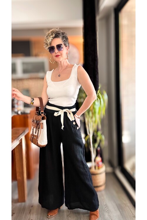 Henry İtalyan Cep Düğme Detay Pantolon Nero Siyah