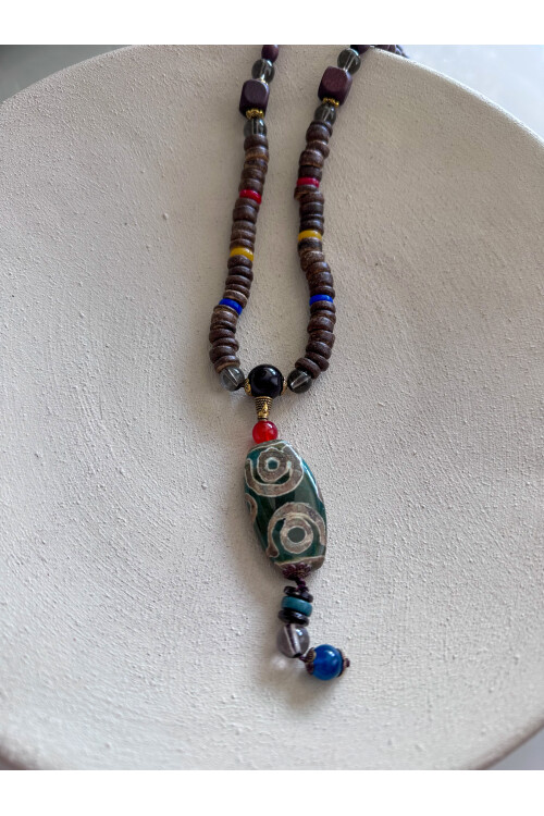 Holder Doğal Taş Etnik Bambu Kolye