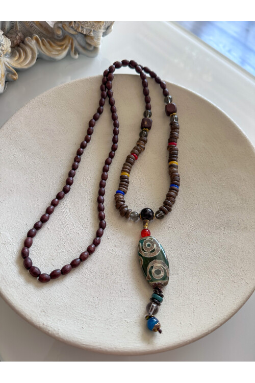 Holder Doğal Taş Etnik Bambu Kolye