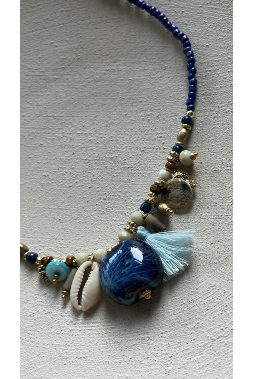 Hulla Pirinç Cam Doğal Taş Kolye