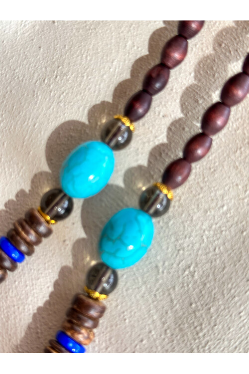 Jadau Doğal Taş Etnik Bambu Kolye