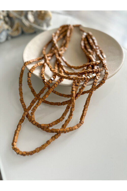 Kahverengi Tahta Otantik Sekiz Sıra Kolye