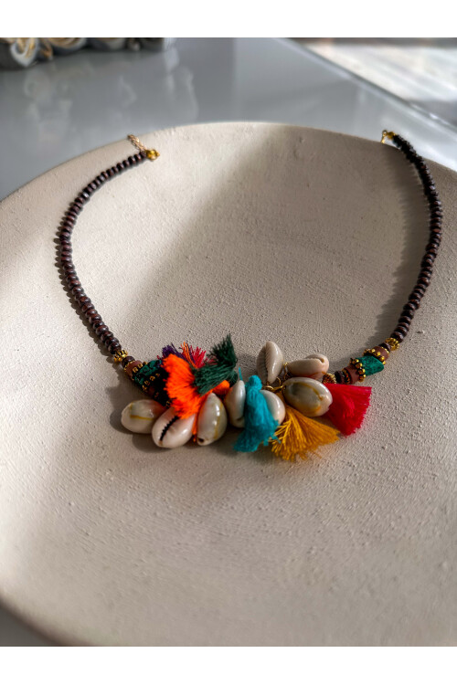 Kundan Etnik Cam Bambu Kolye