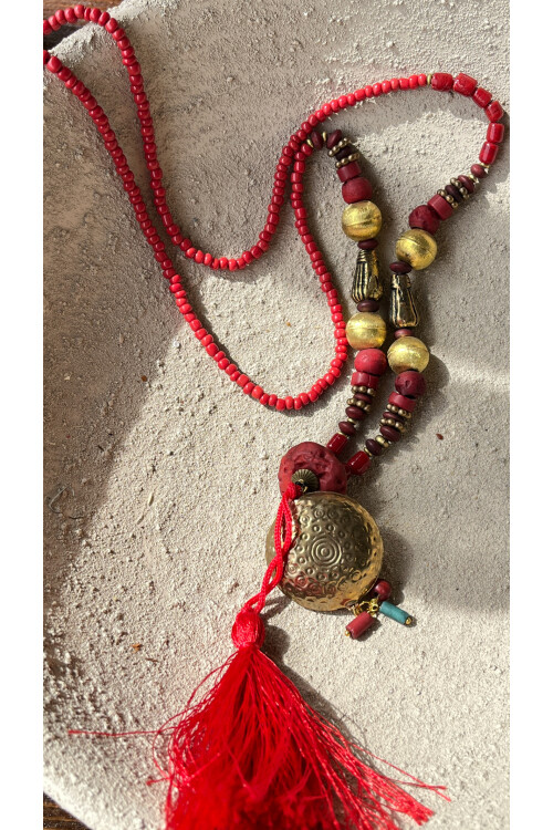 Leif Pirinç Cam Etnik Kolye