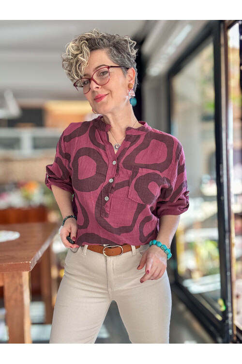 Libro Batik Daire Desen İtalyan Gömlek Leylak