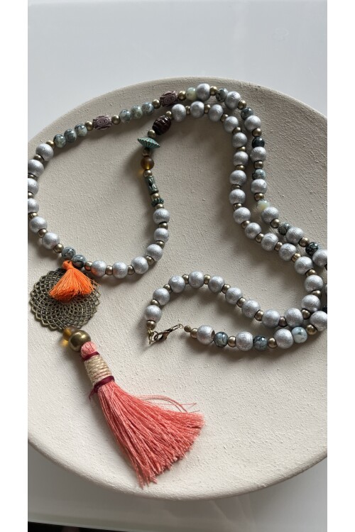 Harma Metal Gri Tasarım Kolye