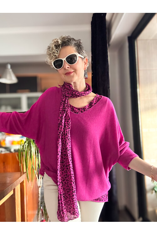 Meloni İtalyan Fularlı Atletli Bluz Triko Takım Bery