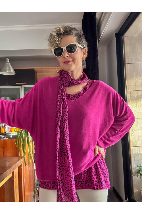 Meloni İtalyan Fularlı Atletli Bluz Triko Takım Bery