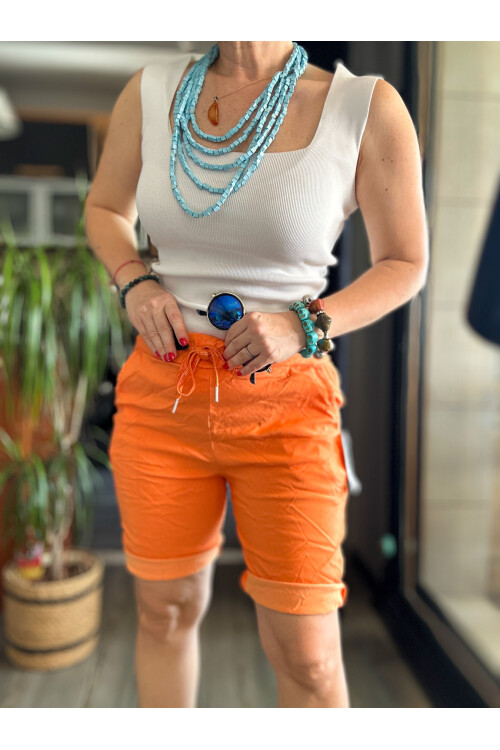 Menton  İtalyan Stil Likralı Şort Orange