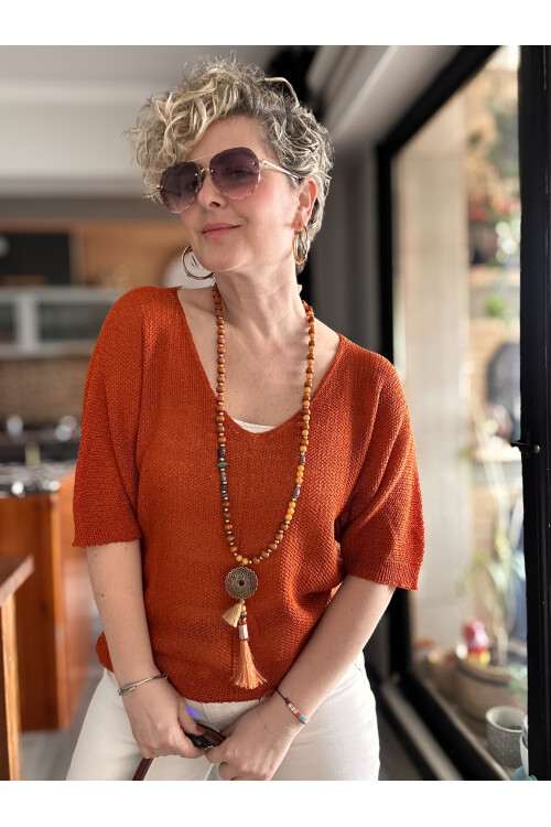 Miatta Tasarım Merserize Bluz Kiremit