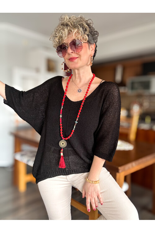 Miatta Tasarım Merserize Bluz Siyah