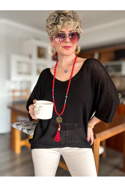 Miatta Tasarım Merserize Bluz Siyah