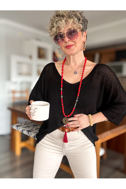 Miatta Tasarım Merserize Bluz Siyah