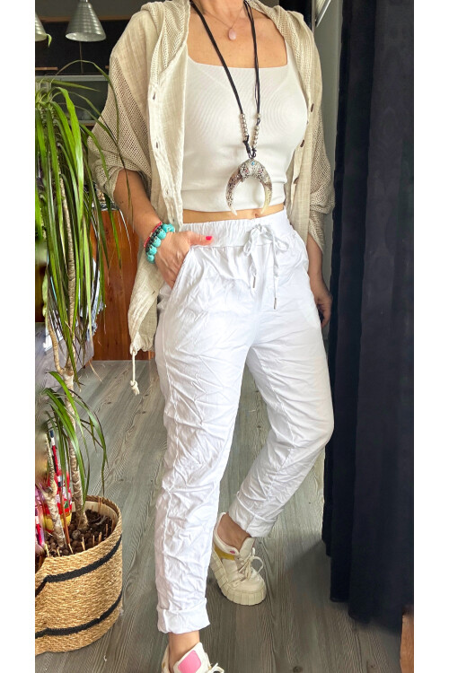 Nino İtalyan Sihirli Pantolon Beyaz