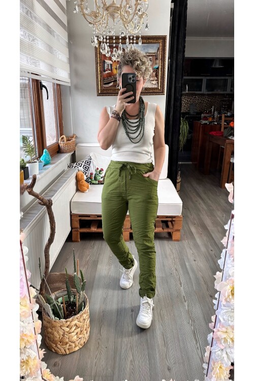 Nino İtalyan Sihirli Pantolon Yağ Yeşil