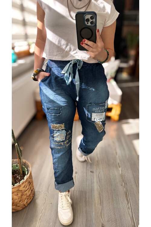 Nox İtalyan Pul Payet Detay Likralı Jean Pantolon