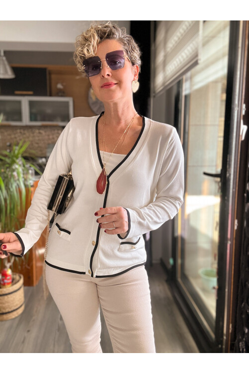 Nuty Marka Model Tasarım Hırka Ekru