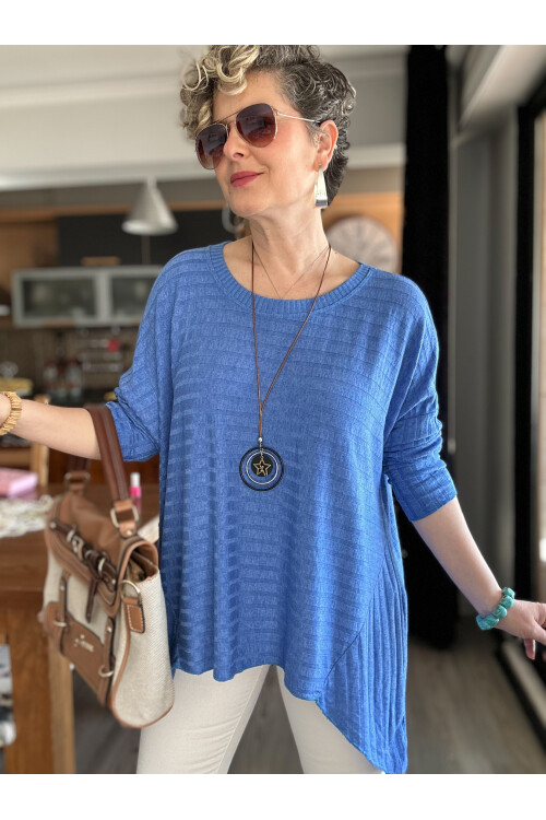 Pelle İtalyan Kolyeli Fitil Desen Bluz Sax