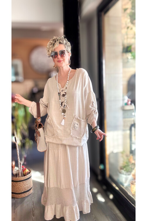 Pronto Vip Tasarım File Detay Etek Bluz Takım Taş