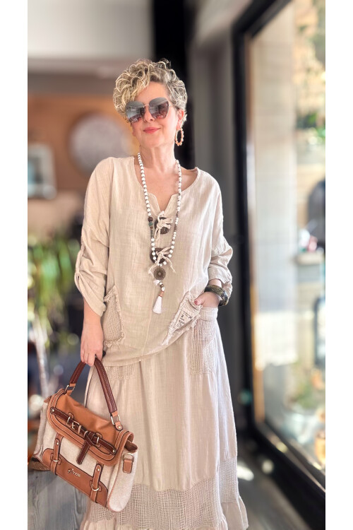 Pronto Vip Tasarım File Detay Etek Bluz Takım Taş