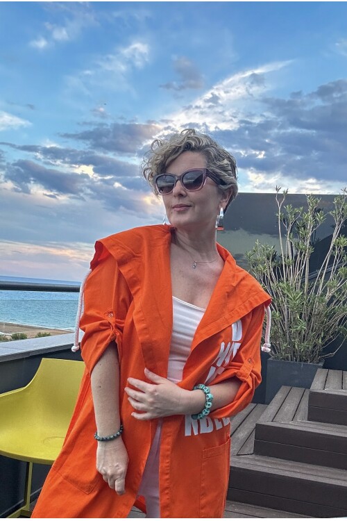 Ragno Detaylı Tasarım Trenc Ceket Turuncu