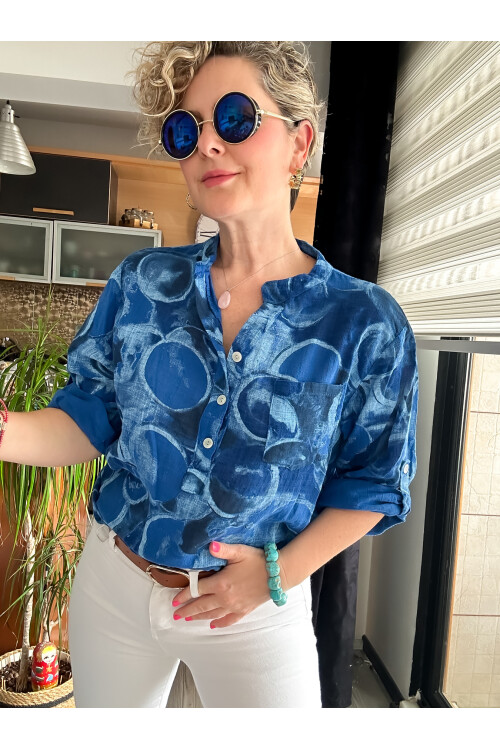 Rissi Baloncuk Desen İtalyan Gömlek Sax