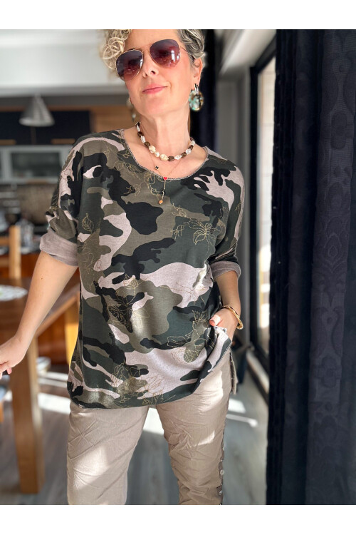 Romma İtalyan Kamuflaj Sim Detay Triko Fango