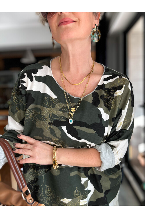 Romma İtalyan Kamuflaj Sim Detay Triko White