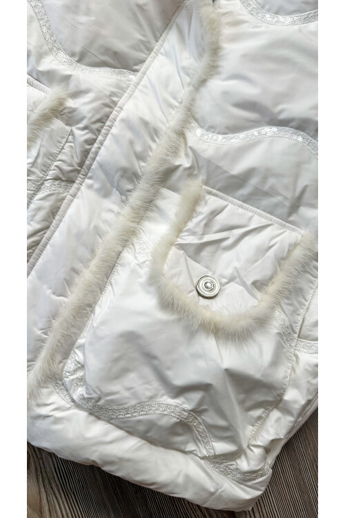 Sabrina İthal Kaz Tüyü Vip Tasarım Mont Beyaz