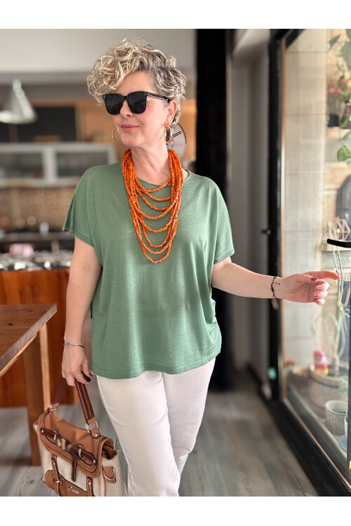 Salli Tasarım Viskon Bluz Yeşil