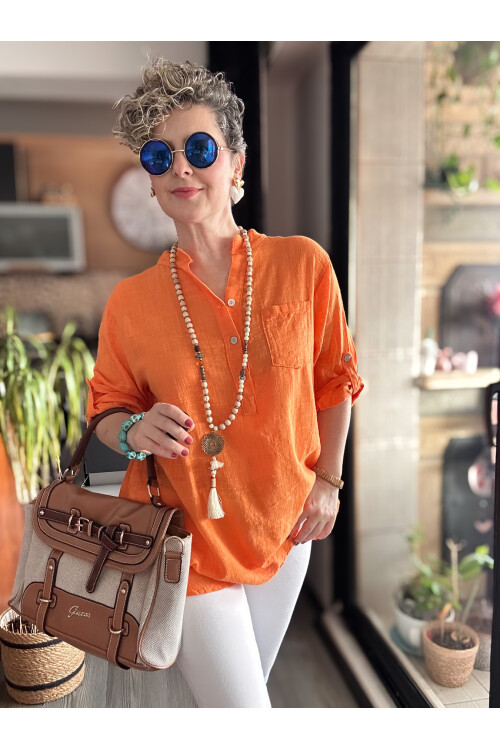 Testa İtalyan Tek Cep Gömlek Orange