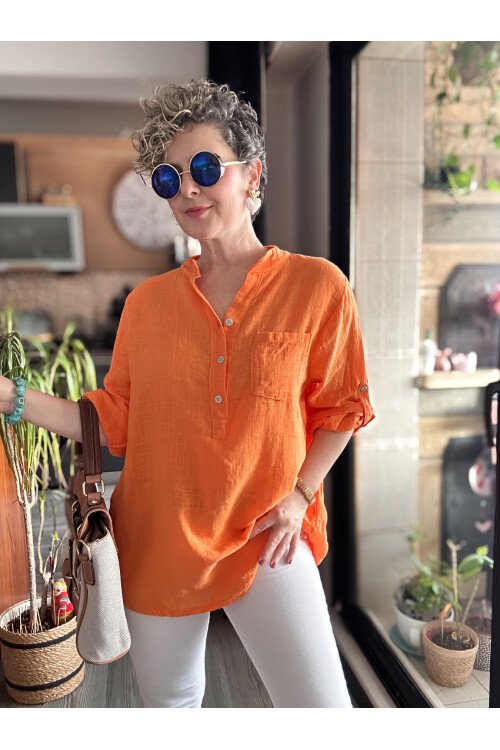 Testa İtalyan Tek Cep Gömlek Orange