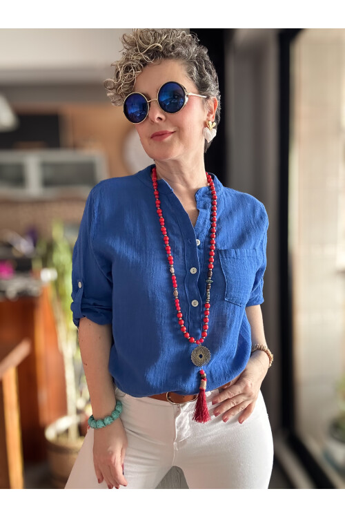 Testa İtalyan Tek Cep Gömlek Saks