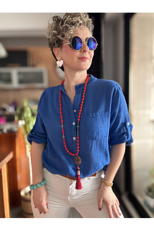 Testa İtalyan Tek Cep Gömlek Saks