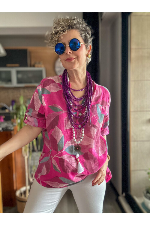 Trenta Bahar Desen İtalyan Gömlek Fuşya