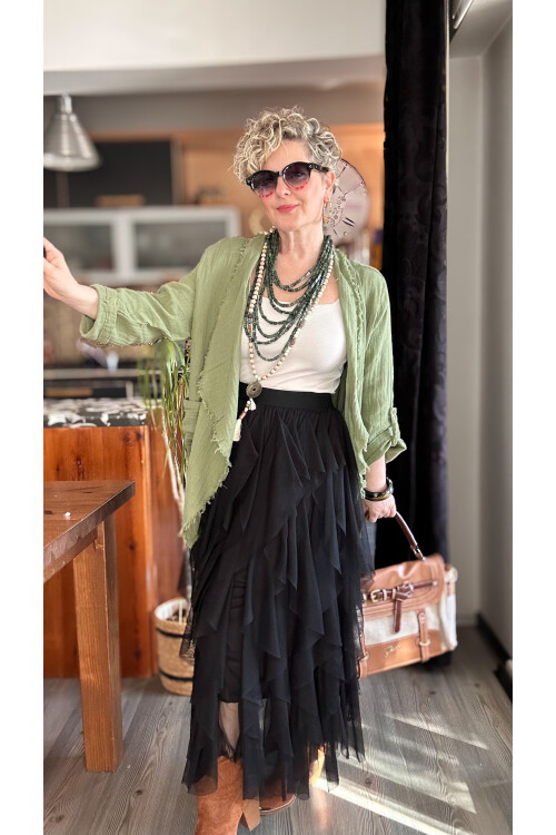 Urban Tasarım Volanlı Tül Etek Siyah