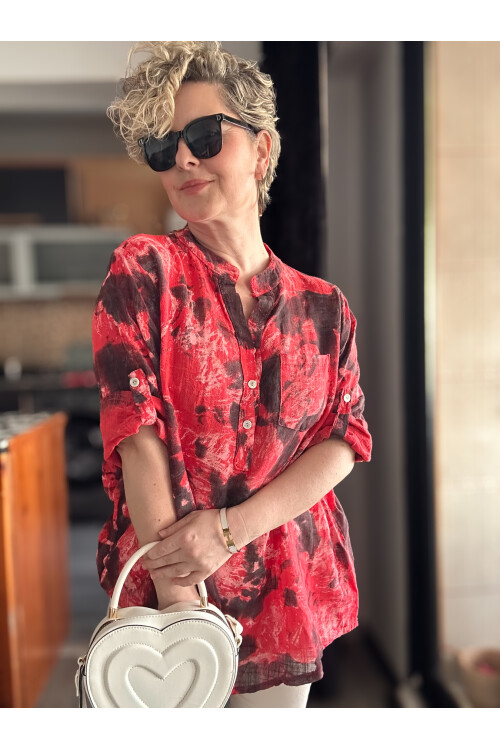 Vallo Batik Sarman Desen İtalyan Gömlek Kırmızı