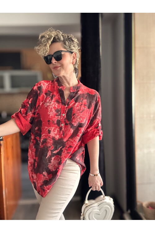 Vallo Batik Sarman Desen İtalyan Gömlek Kırmızı