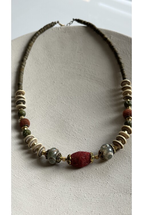 Tecc Doğal Etnik Taş Kolye