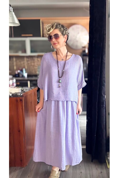 Abitare İtalyan Fisto File Detay Vip Elbise Eflatun