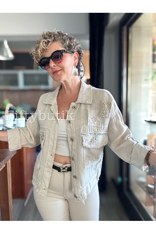 Baffo İtalyan Vip Fermuar Detay Gömlek Ceket Beige