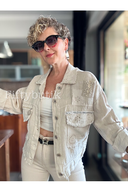 Baffo İtalyan Vip Fermuar Detay Gömlek Ceket Beige