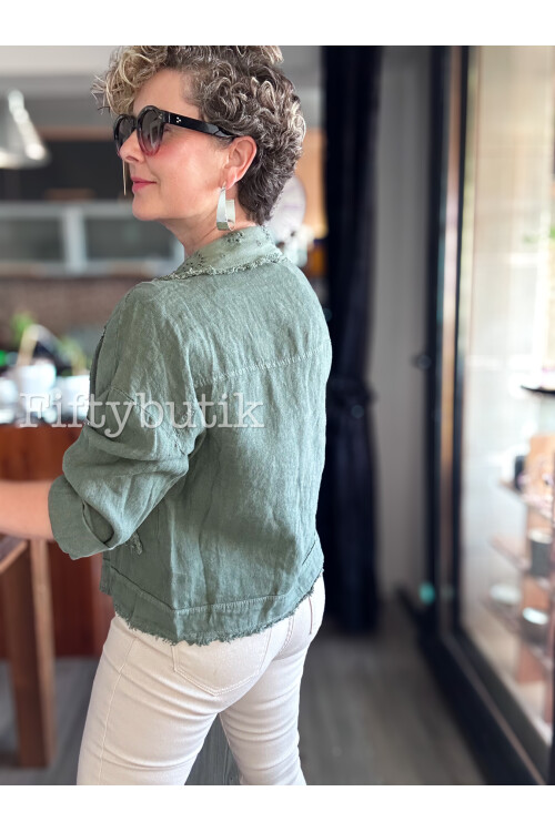 Baffo İtalyan Vip Fermuar Detay Gömlek Ceket Haki