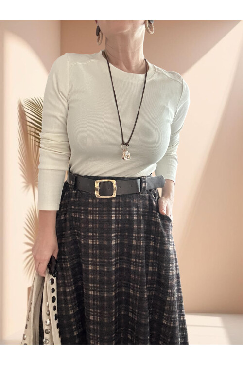 Bisco İthal Ekose Kemer Detay Etek