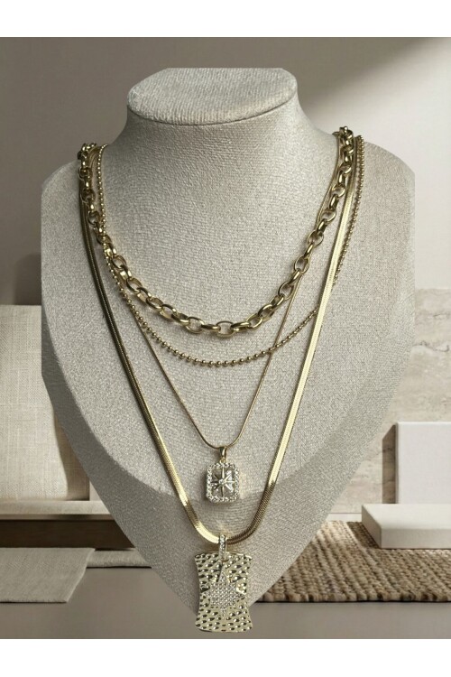 Çoklu Gold Bee Kolye