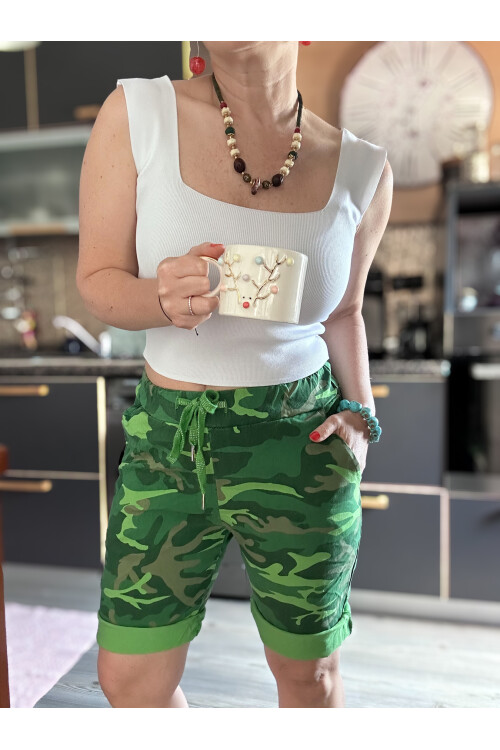 Fammy İtalyan Kamuflaj Şort Yeşil