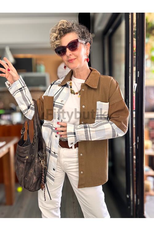 Fortes Tasarım Ekose Gabardin Gömlek Ceket