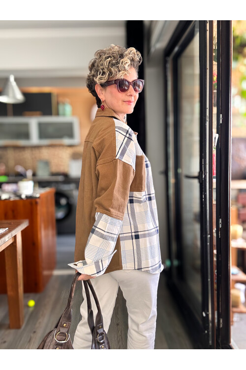 Fortes Tasarım Ekose Gabardin Gömlek Ceket