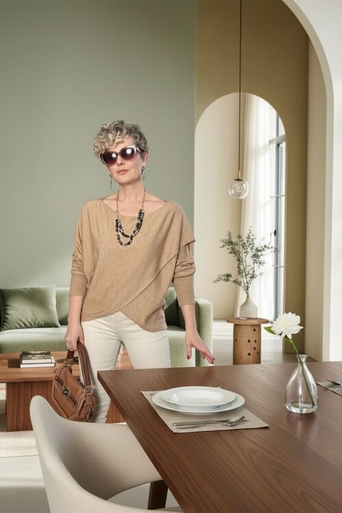 Fulle Tasarım Çapraz Triko Vizon